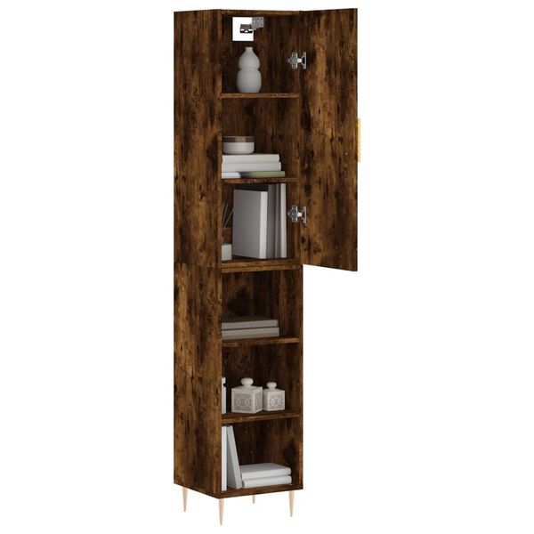 vidaXL Buffet haut Ch&ecirc;ne fum&eacute; 34,5x34x180 cm Bois d'ing&eacute;nierie
