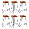 vidaXL Chaises de bar lot de 6 marron cuir v&eacute;ritable