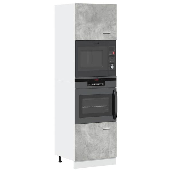 vidaXL Meuble micro-ondes "Lyon" Gris béton 60 x 57 x 207 cm Bois d'ingénierie