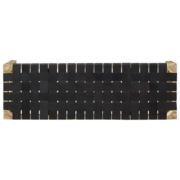 vidaXL Banc 110 cm Noir Cuir v&eacute;ritable et bois de manguier massif