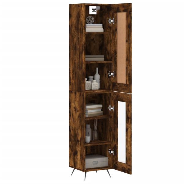 vidaXL Buffet haut Chêne fumé 34,5x34x180 cm Bois d'ingénierie