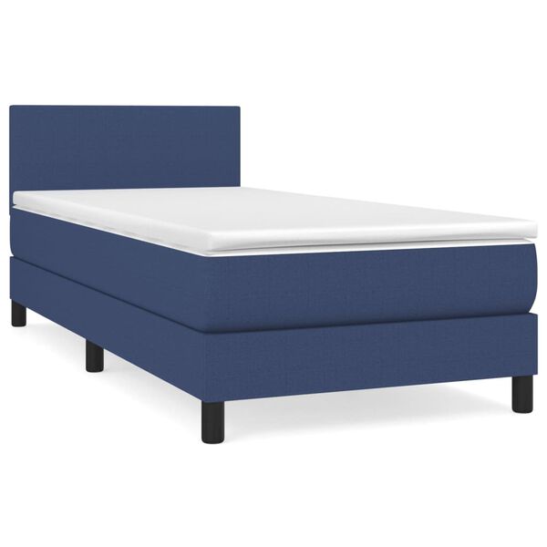 vidaXL Sommier &agrave; lattes de lit avec matelas Bleu 90x200 cm Tissu