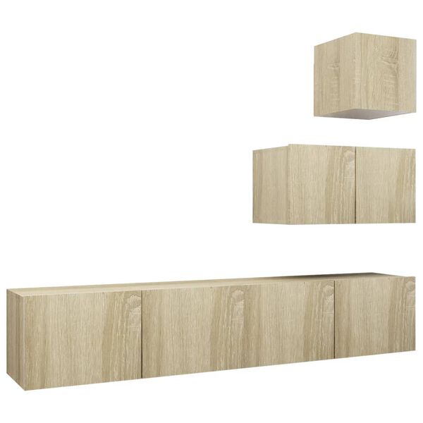 vidaXL Ensemble de meuble TV 4 pcs Ch&ecirc;ne sonoma Bois d'ing&eacute;nierie