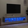 vidaXL Meubles TV avec lumi&egrave;res LED 2 pcs sonoma gris 80x30x30 cm