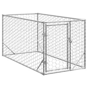 vidaXL Niche d'ext&eacute;rieur pour chien avec porte, 2 x 1 x 1 m, acier galvanis&eacute;