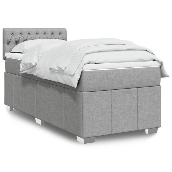 vidaXL Sommier à lattes de lit et matelas Gris clair 90x190 cm Tissu