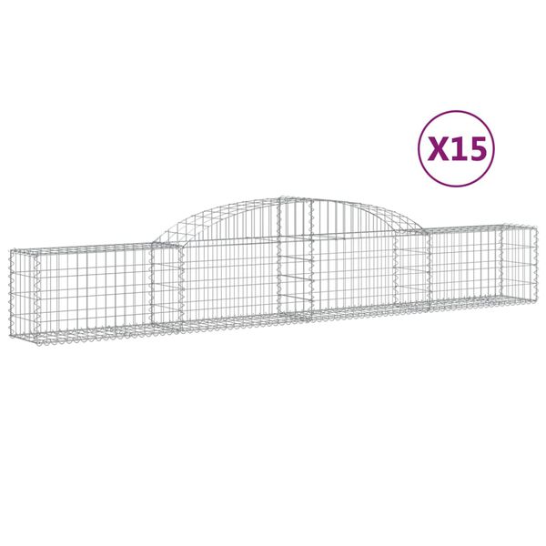 vidaXL Paniers à gabions arqués 15 pcs 300x30x40/60 cm fer galvanisé