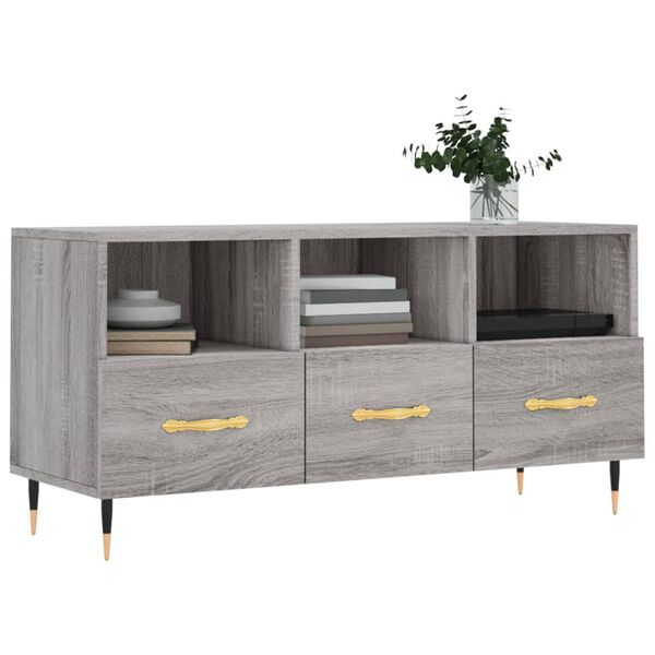 vidaXL Meuble TV sonoma gris 102x36x50 cm bois d'ing&eacute;nierie