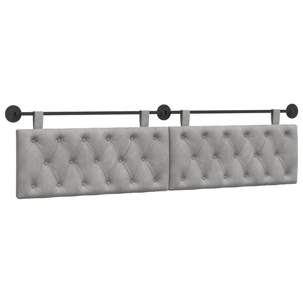 vidaXL T&ecirc;te de lit suspendue Gris clair 210 x 55 x 7 cm Velours