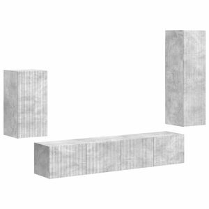 vidaXL Ensemble meuble TV 4 pcs Gris b&eacute;ton Bois d'ing&eacute;nierie