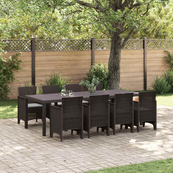 vidaXL Ensemble de salle &agrave; manger pour jardin 9 pcs Marron
