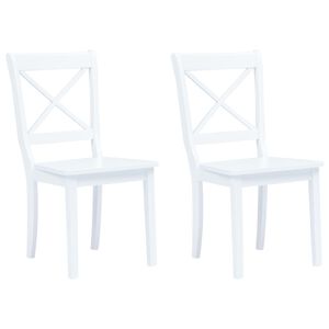vidaXL Chaises &agrave; manger lot de 2 blanc bois h&eacute;v&eacute;a massif