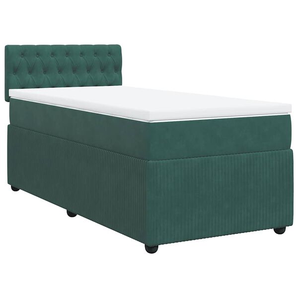 vidaXL Sommier &agrave; lattes de lit avec matelas Vert fonc&eacute; 90x200 cm