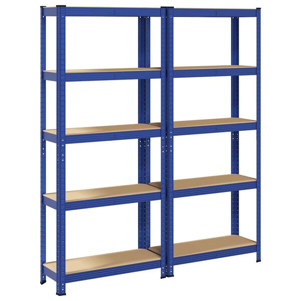 vidaXL &Eacute;tag&egrave;res de rangement &agrave; 5 niveaux 2 pcs Bleu Acier et bois