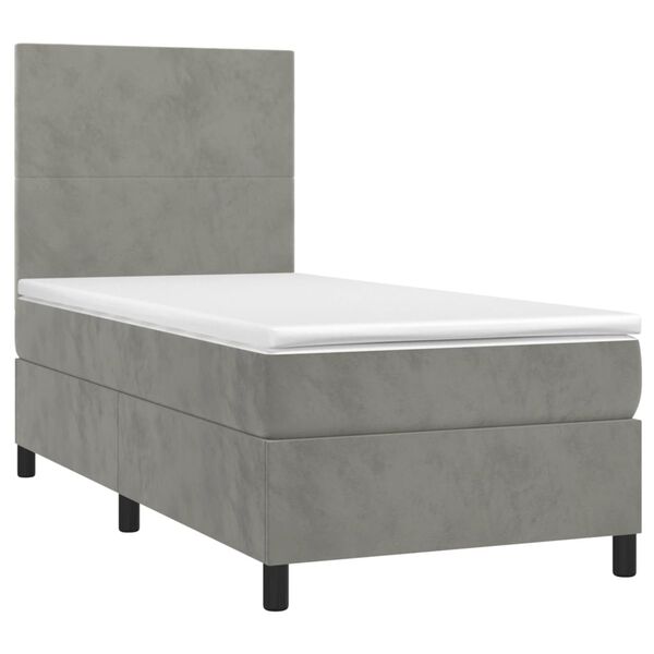 vidaXL Sommier &agrave; lattes de lit et matelas Gris clair 80x200 cm Velours