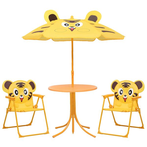 vidaXL Ensemble de bistro avec parasol pour enfants 3 pcs Jaune