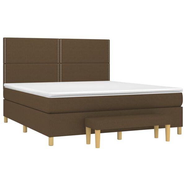 vidaXL Sommier &agrave; lattes de lit avec matelas Marron fonc&eacute; 180x200 cm