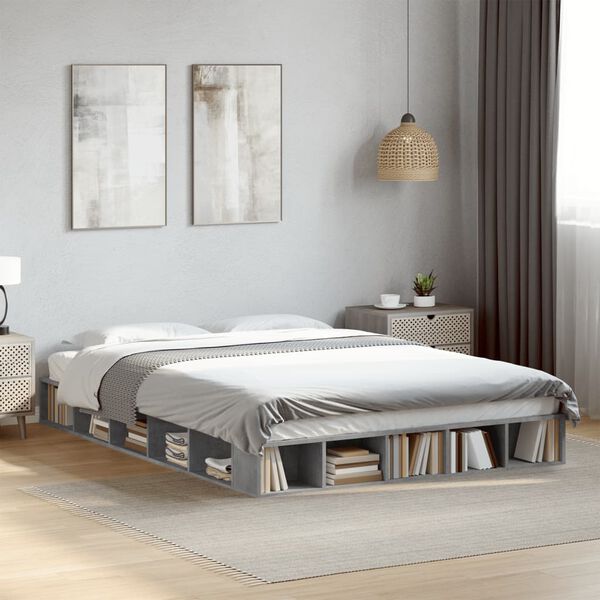 vidaXL Cadre de lit sans matelas gris b&eacute;ton 160x200 cm