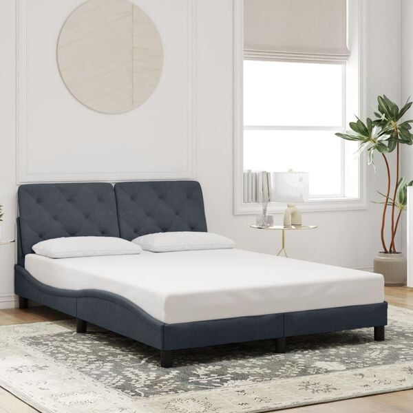 vidaXL Cadre de lit avec LED sans matelas gris fonc&eacute; 140x190cm velours