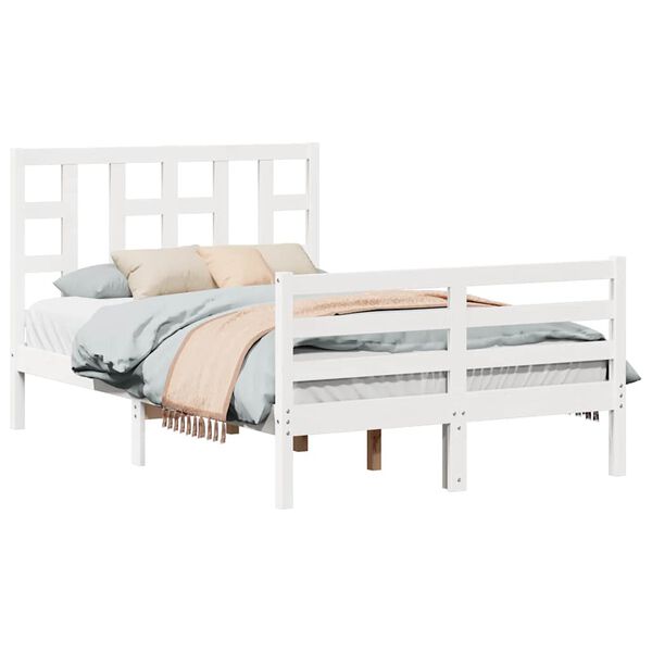 vidaXL Cadre de lit sans matelas blanc bois de pin massif