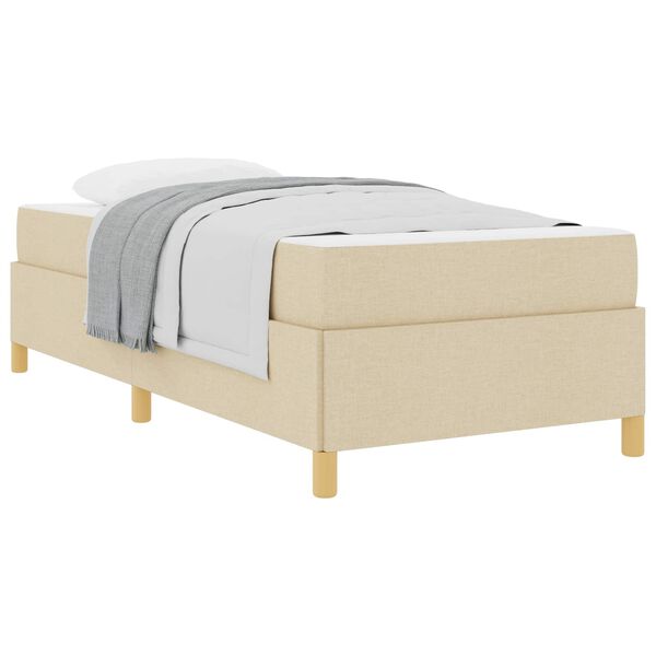 vidaXL Cadre de lit avec matelas Cr&egrave;me 90 x 200 cm tissu