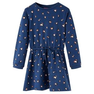 Robe pour enfants &agrave; manches longues bleu marine 104