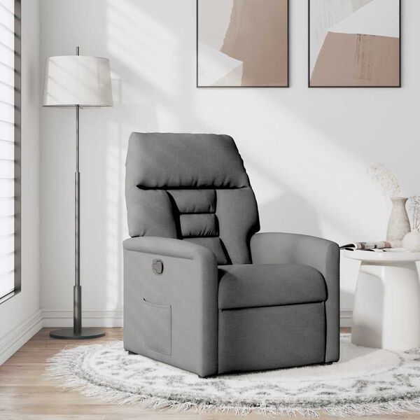vidaXL Fauteuil inclinable en tissu gris fonc&eacute;