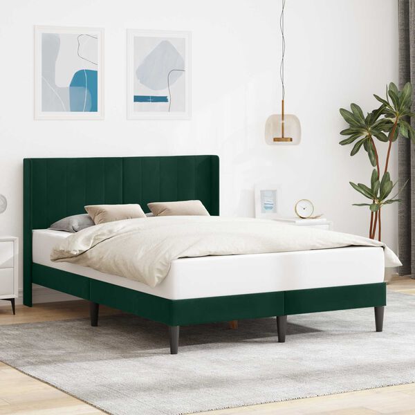 vidaXL Cadre de lit avec t&ecirc;te de lit Vert fonc&eacute; 120 x 190 cm Velours