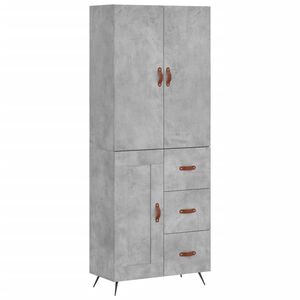 vidaXL Buffet haut Gris b&eacute;ton 69,5x34x180 cm Bois d'ing&eacute;nierie