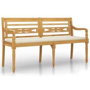 vidaXL Banc Batavia avec coussin cr&egrave;me 150 cm Bois de teck massif