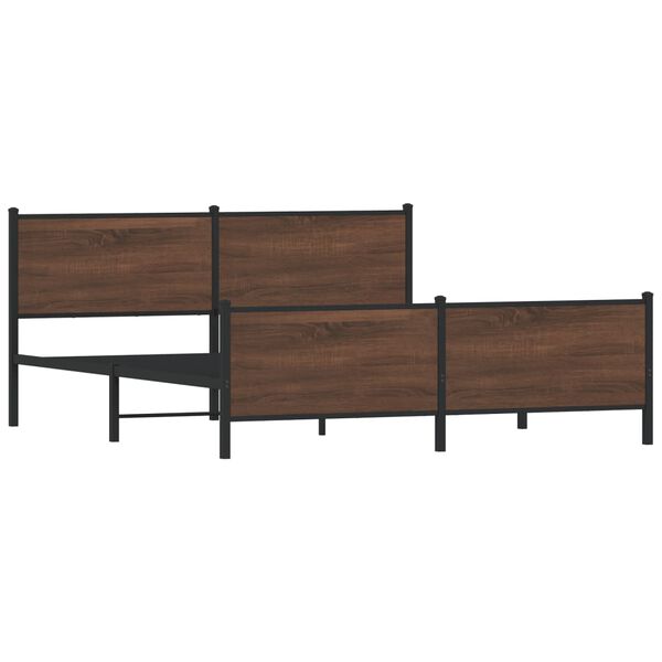 vidaXL Cadre de lit en m&eacute;tal sans matelas ch&ecirc;ne marron 180x200 cm