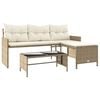 vidaXL Canap&eacute; de jardin avec table et coussins en forme de L beige
