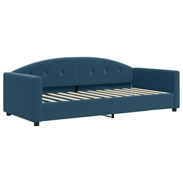 vidaXL Lit de jour avec lit gigogne et matelas bleu 90x200 cm velours