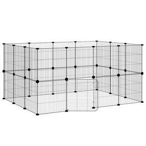 vidaXL Cage animaux de compagnie &agrave; 28 panneaux et porte Noir 35x35 cm