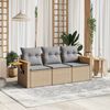 vidaXL Salon de jardin avec coussins 3 pcs beige résine tressée