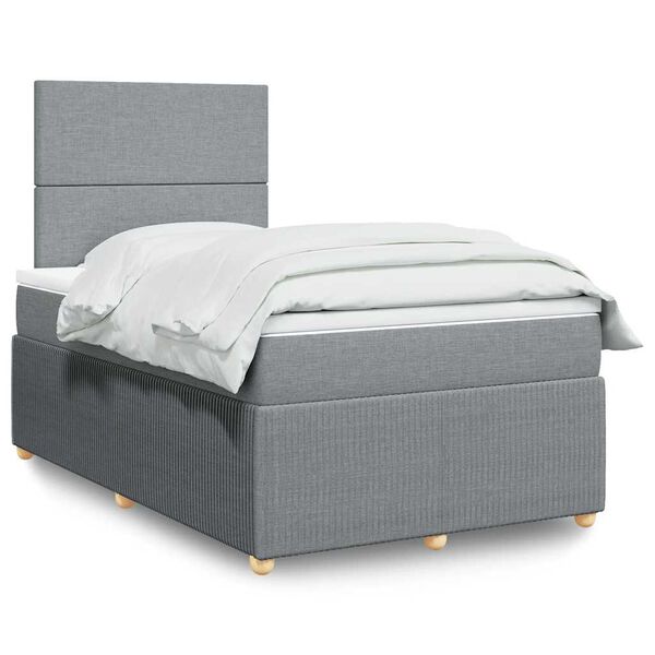 vidaXL Sommier &agrave; lattes de lit avec matelas Gris clair 120x200cm Tissu