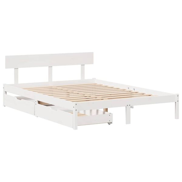 vidaXL Cadre de lit sans matelas blanc 120x200 cm bois de pin massif