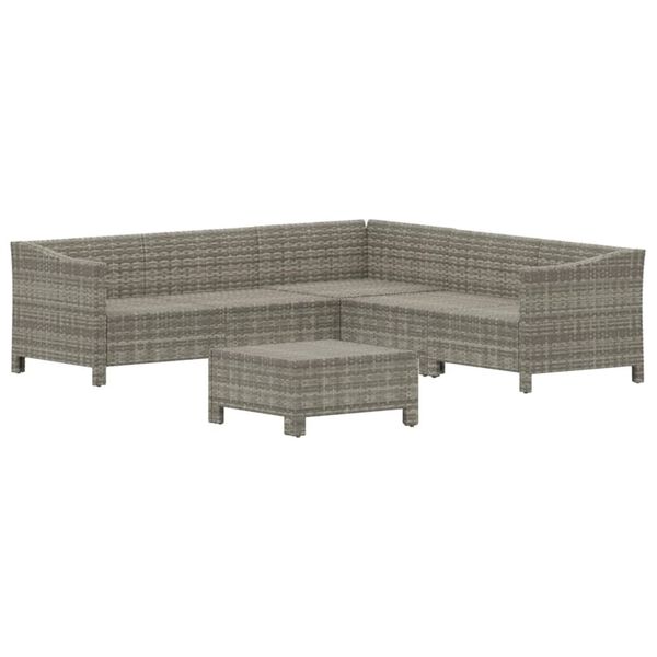 vidaXL Salon de jardin 6 pcs avec coussins Gris Résine tressée
