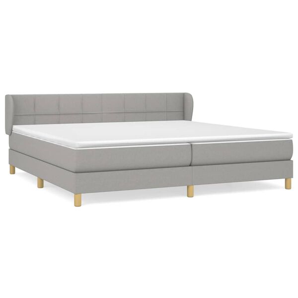 vidaXL Sommier &agrave; lattes de lit avec matelas Gris clair 200x200cm Tissu