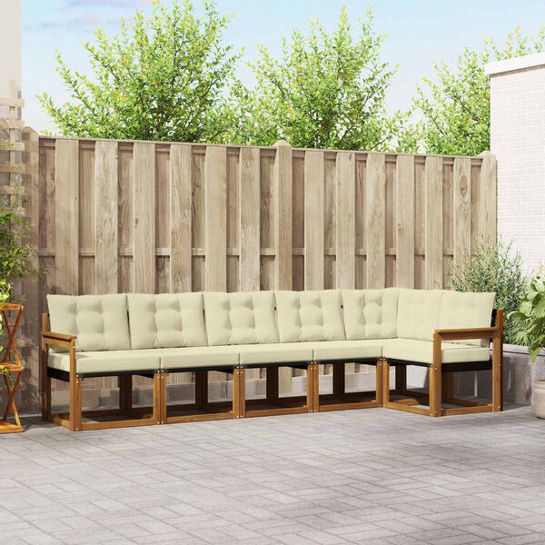 vidaXL Ensemble de canap&eacute;s d'ext&eacute;rieur 6 pcs Naturel et Cr&egrave;me