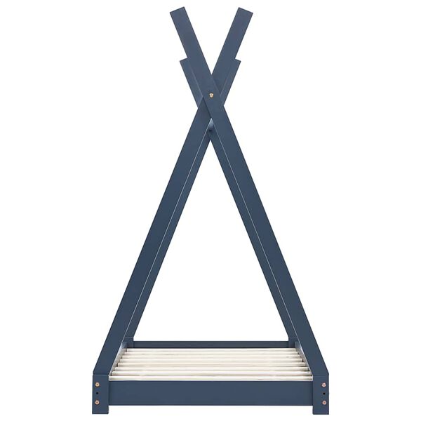 vidaXL Cadre de lit d'enfant Gris Bois de pin massif 70x140 cm