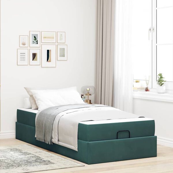 vidaXL Cadre de lit avec matelas avec matelas 2 pcs Vert Velours