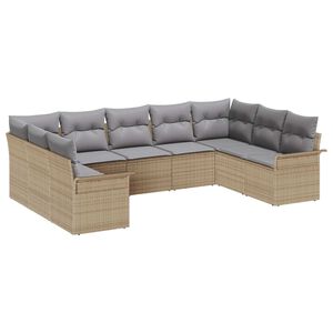 vidaXL Ensemble de canap&eacute; de jardin 9 pcs Beige polyrotin