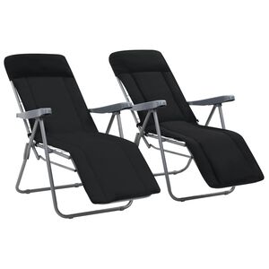 vidaXL Chaises pliantes avec coussins, lot de 2, noires