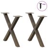 vidaXL Pieds de table basse en forme de X, 2 pi&egrave;ces, acier naturel, 50 x (42-43) cm