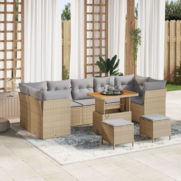 vidaXL Ensemble de canapé de jardin 10 pcs beige et gris clair