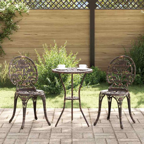 vidaXL Ensemble bistro de jardin 3 pcs Bronze Aluminium