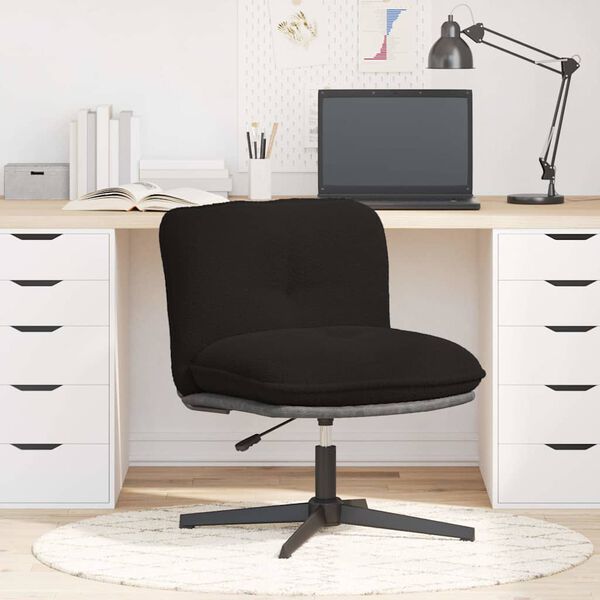 vidaXL Chaise pivotante de bureau noir boucl&eacute; comme de la laine tissu