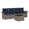 vidaXL Ensemble de canap&eacute; de jardin 5 pcs Gris et marine polyrotin