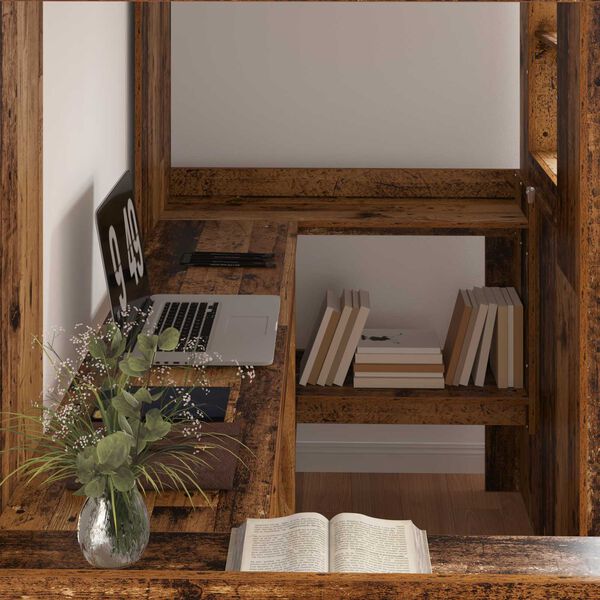 vidaXL Cadre de lit superpos&eacute; avec bureau Bois ancien 80 x 200 cm